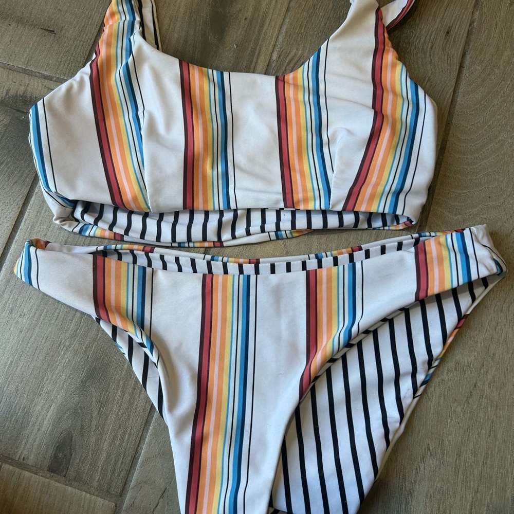 Colorful Striped Womens Bikini